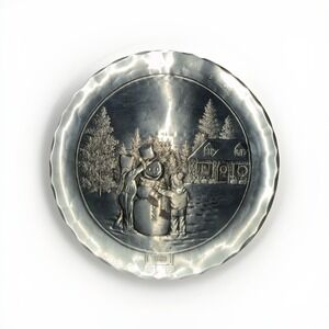 1989 Wendell August Pewter  "Building A Snowman" Limited Edition Plate 8" USA